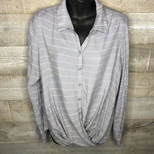 Beachlunchlounge striped drape long sleeve top